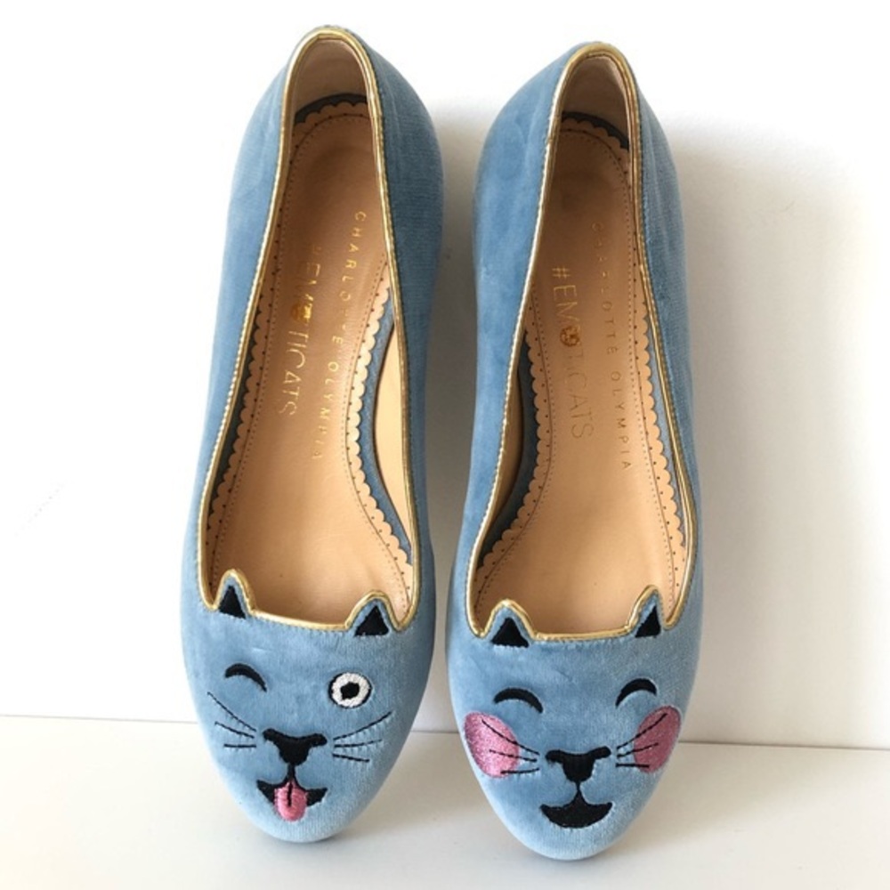 CHARLOTTE OLYMPIA EMOTICATS KITTY BALLET FLATS 38